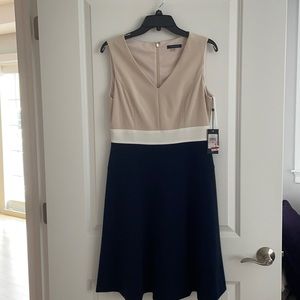Tommy Hilfiger navy and tan dress